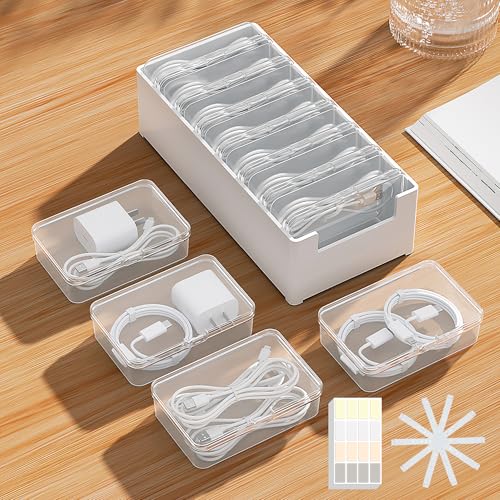 7 Case Cable Storage Box with Cable Straps and Label Stickers - Image 2