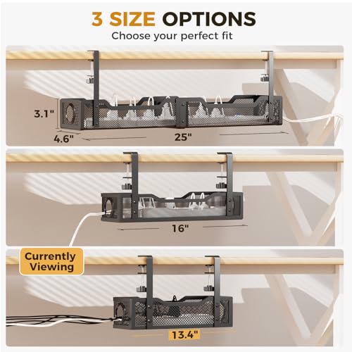 Under Desk Cable Management Tray, 13.4" Metal Cord Organizer - Image 7