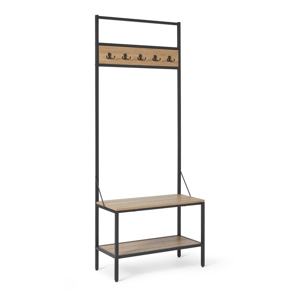 Amazon Basics Entry Bench with Hooks, Hall Tree with Shoe Storage - Image 1