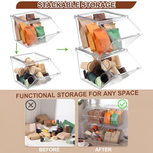 Yerliker 20 Pcs Stackable Storage Bins with Lids Organizer, Clear - Image 5