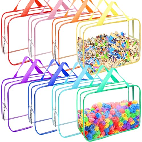8 Packs 8 Colors Toy Storage Bags, Reusable Clear PVC - Image 2