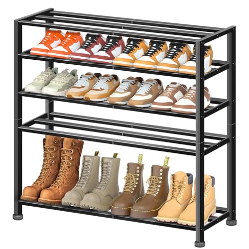 KEETDY 5-Tier Heavy Duty Shoe Rack for Garage Entryway, Stackable - Image 2