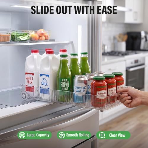 Pull Out Fridge Organizer Bins with Wheels, 8 Dividers, 2-Pack - Image 3