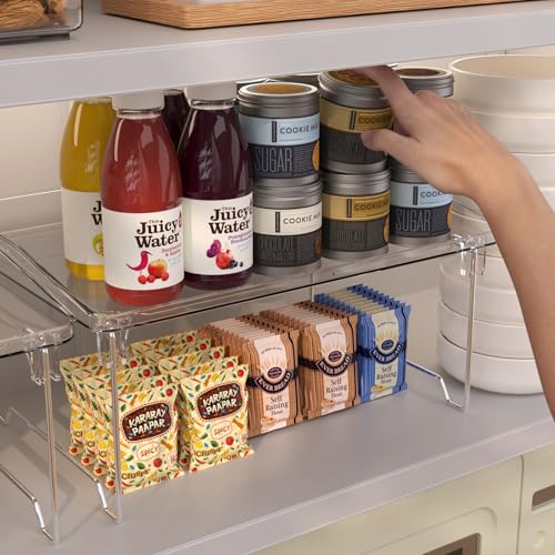 STARLATTA 2 Pcs Cabinet Organizer Shelf, Stackable Kitchen - Image 7