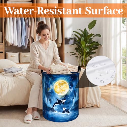 Orca Moonlit Laundry Basket, Ocean Night Oxford Cloth - Image 5
