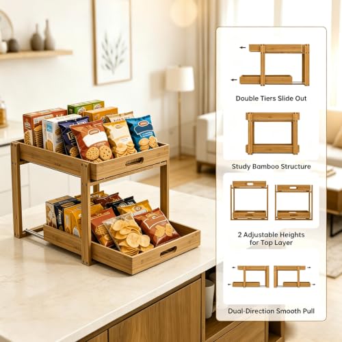 Bamboo Under Bathroom Sink Organizer - 2-Tier Pull O | All Products - Image 3