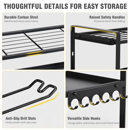 VECELO 4 Tier Power Tool Organizer Wall Mount, Metal Storage Rack - Image 6