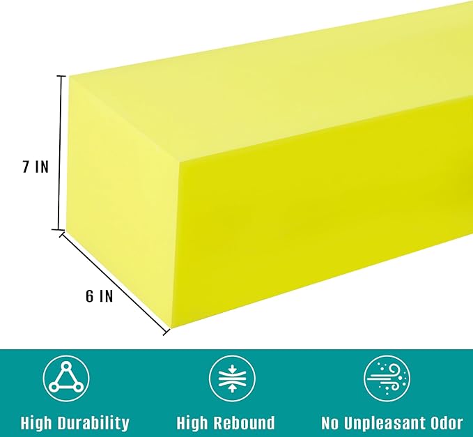 Bed Gap Filler, High Density Foam Mattress Extender for Headboard/Wall Gaps,2-Meter Extra Long Cut-to-Fit Yellow Foam Sponge Strip (78''x6''x7'')