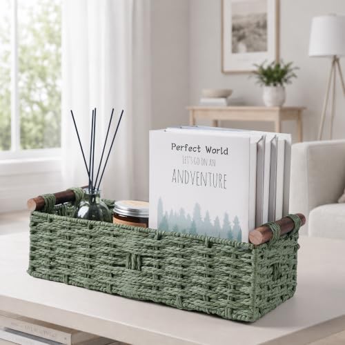 Round Paper Rope Storage Basket Wicker Baskets for Organizing - Image 6