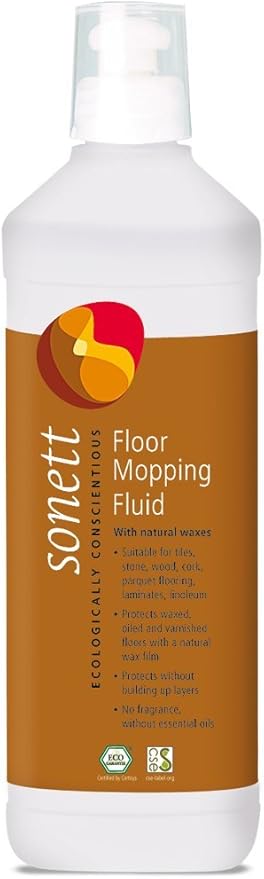 Sonett Organic Floor Cleaner -Protects waxed, oiled and varnished floors with a natural wax film without build-up. For tiles stone wood cork parquets laminates linoleum and plastics (17 fl. oz.)