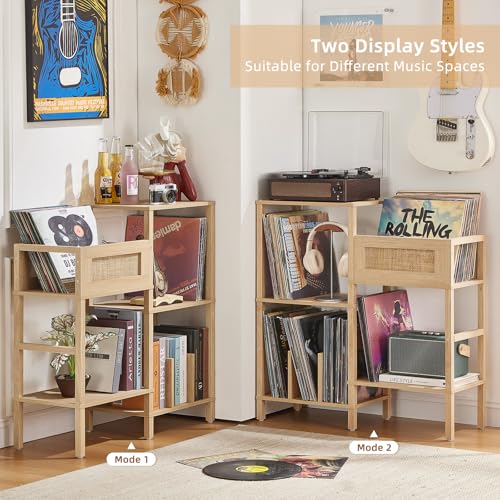 LELELINKY Record Player Stand, Natural Oak Wood Record - Image 6