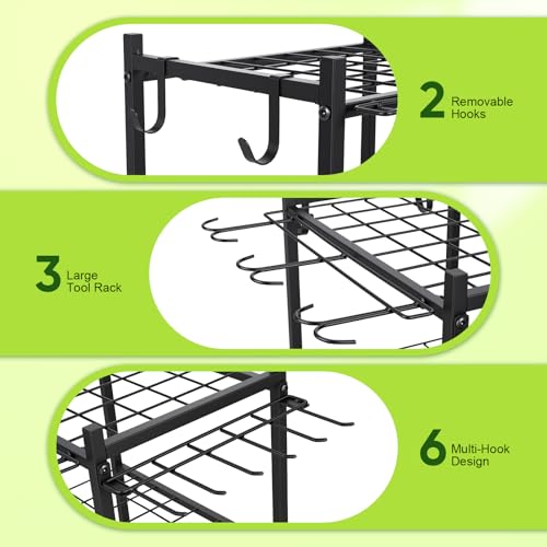 3 Tier Garden Tool Organizer with Wheels, Garden Tool Rack - Image 5