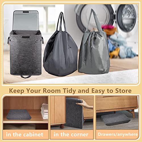 Foldable Laundry Hamper with 2 Removable Drawstring - Image 8