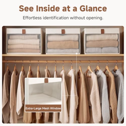 StorageWorks Closet Organizer Bins with Clear Window, Beige - Image 5