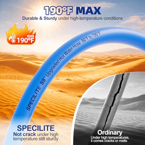 SPECILITE Hot/Cold Retractable Garden Hose Reel 50ft x 5/8", Blue - Image 3