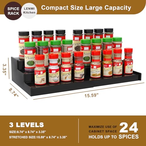 Lenwi Spice Rack Organizer for Cabinet, 3 Tier Expan - Image 6