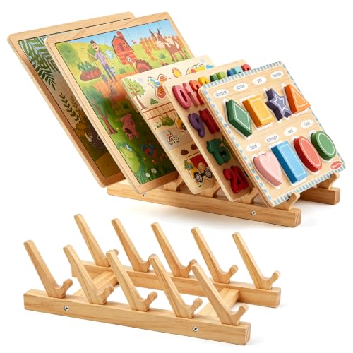 2 Pack Wooden Puzzle Rack with a 60° Tilt & 5 Slot Angled - Image 2