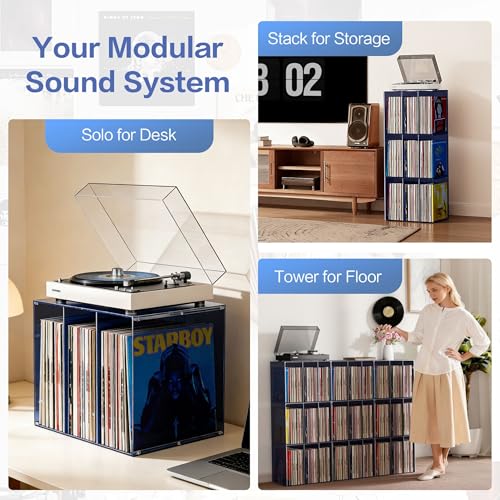 Bikoney Vinyl Record Storage,Stackable Cube Acrylic Vinyl - Image 3
