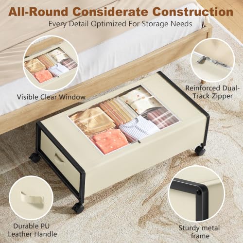Hoctieon 70L Under Bed Storage with Wheels, 2-Pack Rolling - Image 5