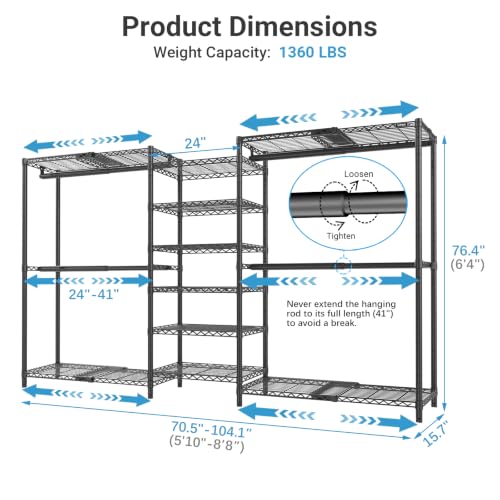 VIPEK X3 Plus Large Expandable Closet Rack Wardrobe Closet - Image 4