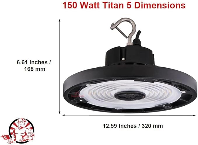 RuggedGrade 150W - Titan V CS Series LED High Bay UFO Light - 21,750 Lumens - Color Selectable on Fixture 4000K/5000K - Outdoor LED Light - DLC 5.1 Premium