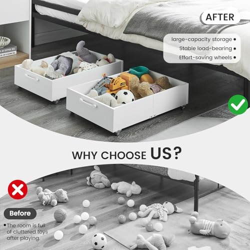 2-Pack Wood Under Bed Storage Drawers Organizer | Home Organization - Image 6