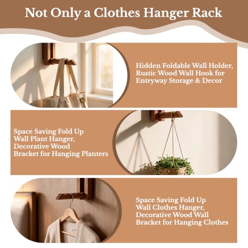 2 Pack Wall Mounted Folding Drying Rack, Wood Hanger for Laundry - Image 7