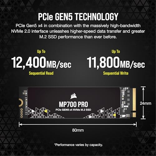 Corsair MP700 PRO 1TB M.2 PCIe Gen5 x4 NVMe 2.0 SSD – M.2 2280 – - Image 4