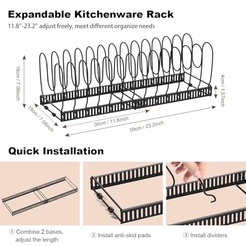 Housolution 2 Pack Pot and Pan Lid Organizer Holder Storage Rack - Image 6