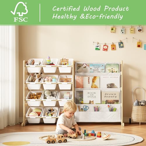 EXPERLAM Toy Storage Organizer with Bookshelf, Kids Toy Organizer - Image 3