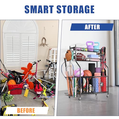 Mythinglogic Rolling Sports Equipment and Toy Organizer - Image 6