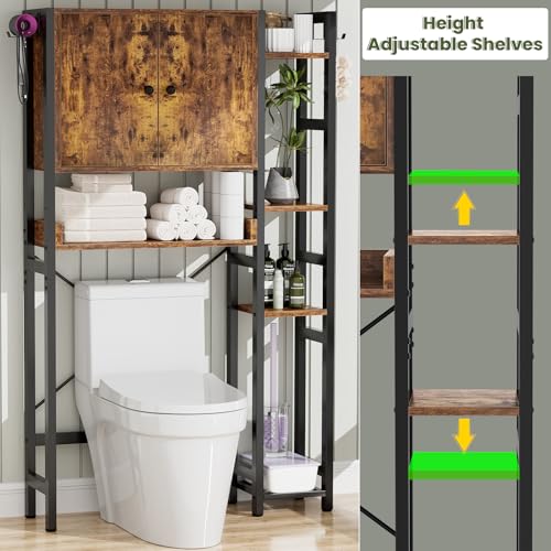 Over The Toilet Storage Cabinet with Doors - 7 Tier - Image 7