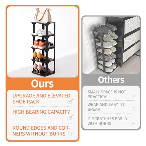 5 Tiers Vertical Shoe Rack, Narrow Free Standing Shoe - Image 5