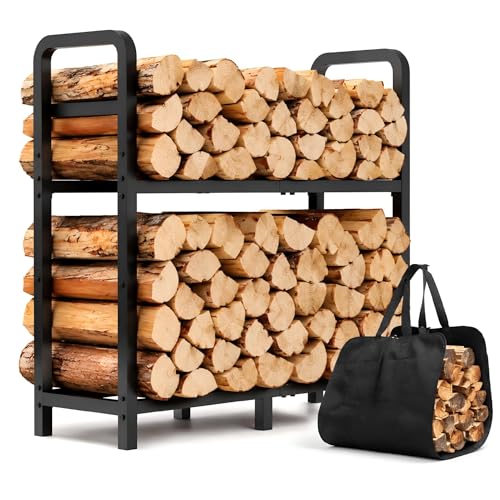 Firewood Rack Outdoor 30 Inch 2-Tier Heavy Duty Log Carrier Bag - Image 2