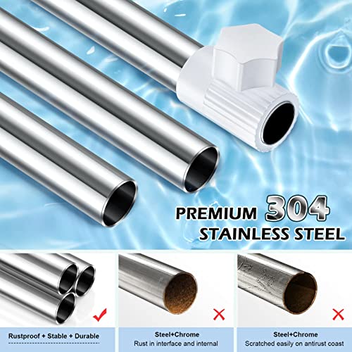 HAMITOR Corner Shower Caddy Tension Pole: Adjustable Stainless - Image 5