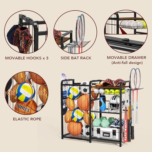 Garage Sports Equipment Organizer, Ball Storage for Gear and Toys - Image 3