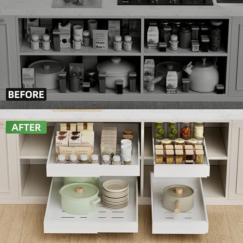 PAKETA 4 Pack Expandable Pull Out Cabinet Organizer,21" Deep - Image 4
