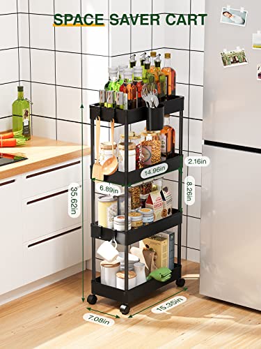 LEHOM Slim Rolling Storage Cart - 4 Tiers Bathroom Organizer - Image 5