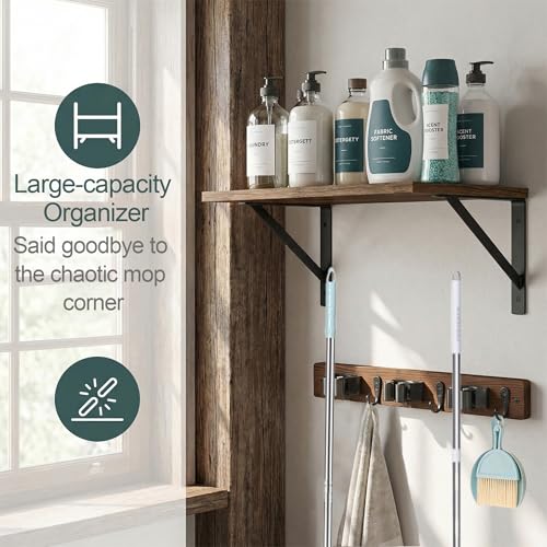 Broom and Mop Organizer Wall Hanging with Cleaning | Home Organization - Image 4