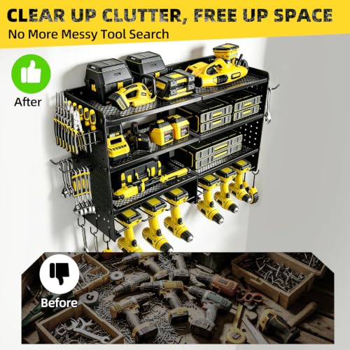 Power Tool Organizer Wall Mount, 4 Tier Heavy Duty Tool - Image 7