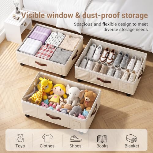 2 Pack Underbed Storage Boxes with Wheels, White - Image 6