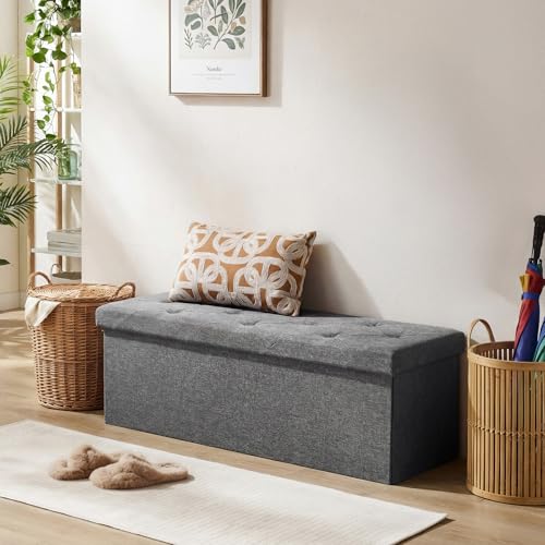 DUMOS 43 Inch Foldable Storage Ottoman Bench | Home Organization - Image 3