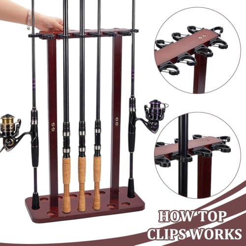 UNICRAFTALE 14 Rods Fishing Rod Storage Racks Wood Floor - Image 6