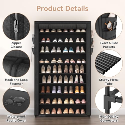 LANTEFUL Shoe Rack with Covers - 10 Tiers Tall Shoe | All Products - Image 5