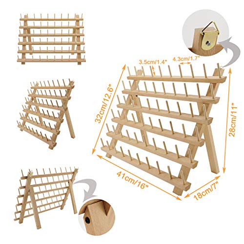 New brothread 4X60 Spools Wooden Thread Rack - Image 3