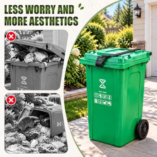 VZZNN 6 Pack Metal Trash Can Lid Locks, Adjustable Strap Garbage - Image 5