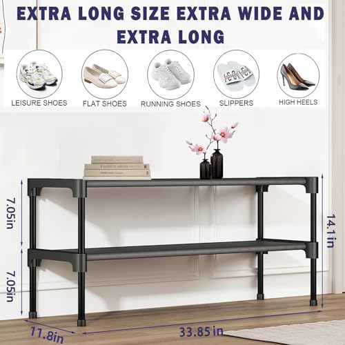 SAN HE Long Shoe Rack-Shoe Organizer 2 Tier Shoe Rack for Closet - Image 3