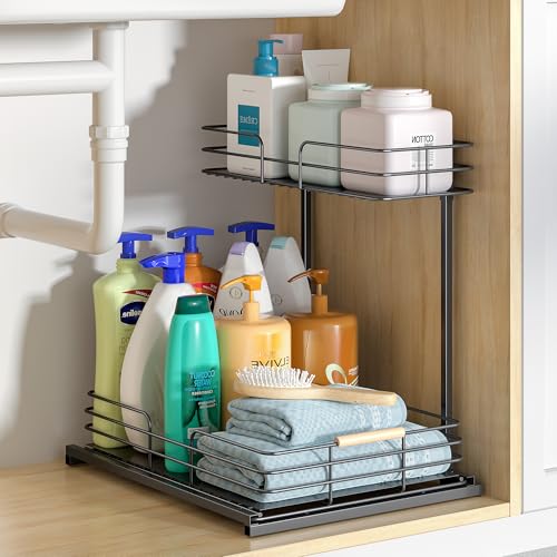 LAMU Under Sink Organizers and Storage, 2 Tier Bathroom Kitchen - Image 4