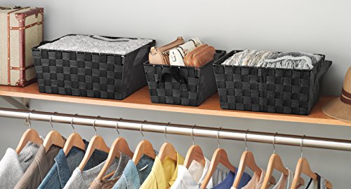 Whitmor Woven Strap Storage Baskets Set of 3 Black - Image 3