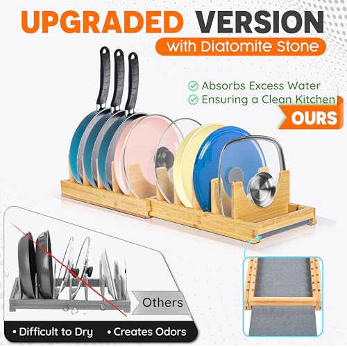 [Adjustable] Bamboo Pots and Pans Organizer Under Ca | All Products - Image 4